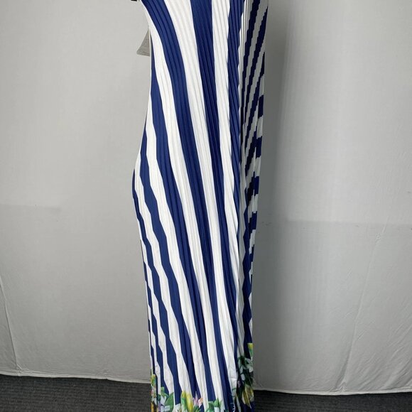 NEW L'LDEE Women’s Palma Strapless Pleated Maxi Dress Size 8 Navy/White - Picture 7 of 11